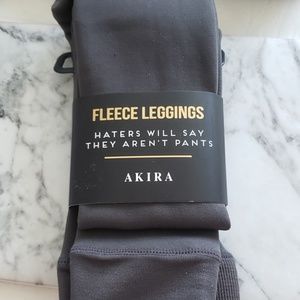 Akira Fleece Leggings - Charcoal (one size)